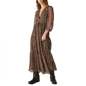 Lucky Brand Printed Metallic Maxi Dress - Size XL | Boho Chic & Glamorous